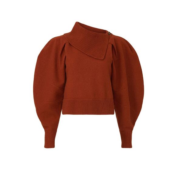 Ulla Johnson Riley Puff Sleeve SHRUNKEN Sweater In Orange Size XXS - Picture 4 of 15